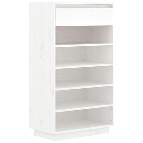 Skoreol 60x34x105 cm massivt fyrretræ hvid
