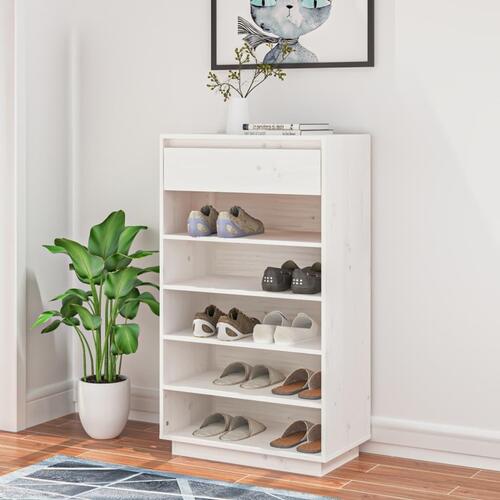 Skoreol 60x34x105 cm massivt fyrretræ hvid