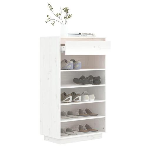 Skoreol 60x34x105 cm massivt fyrretræ hvid