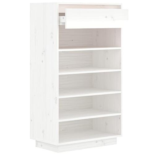 Skoreol 60x34x105 cm massivt fyrretræ hvid