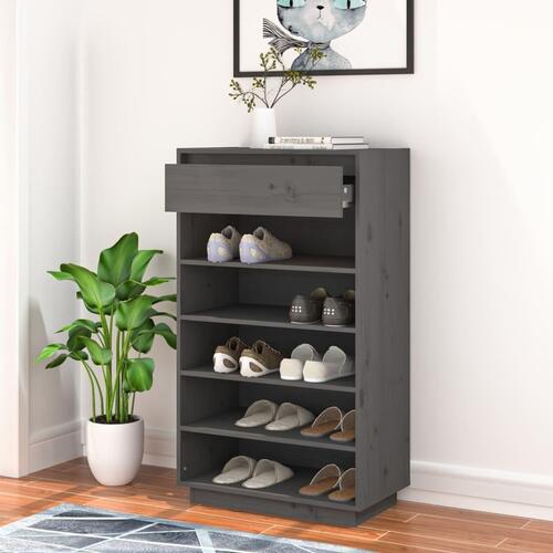 Skoreol 60x34x105 cm massivt fyrretræ grå