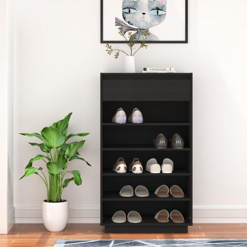 Skoreol 60x34x105 cm massivt fyrretræ sort