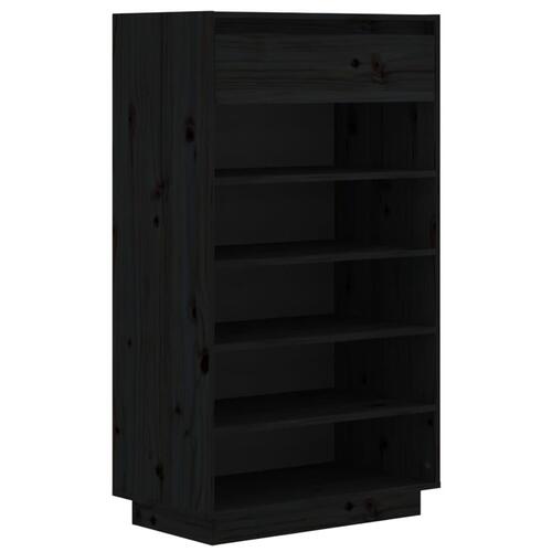 Skoreol 60x34x105 cm massivt fyrretræ sort
