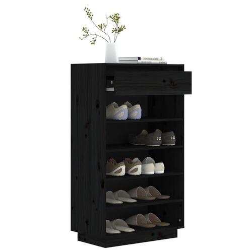 Skoreol 60x34x105 cm massivt fyrretræ sort