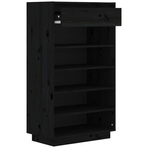Skoreol 60x34x105 cm massivt fyrretræ sort