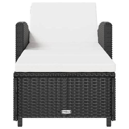 Liggestol med cremefarvet hynde polyrattan sort