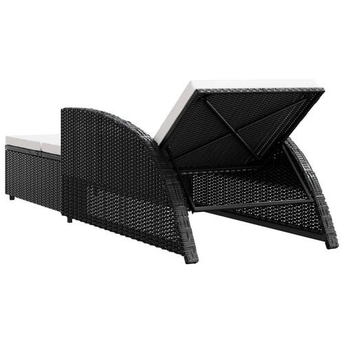 Liggestol med cremefarvet hynde polyrattan sort