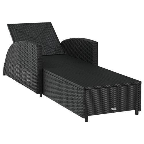 Liggestol med cremefarvet hynde polyrattan sort