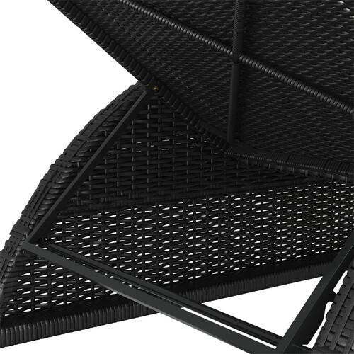 Liggestol med cremefarvet hynde polyrattan sort