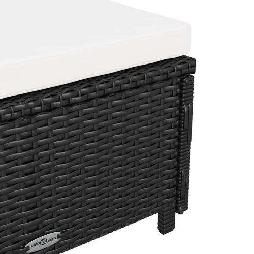 Liggestol med cremefarvet hynde polyrattan sort
