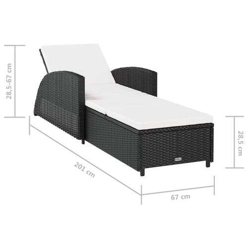 Liggestol med cremefarvet hynde polyrattan sort