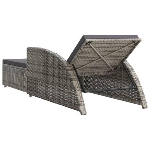 Liggestol med mørkegrå hynde polyrattan grå