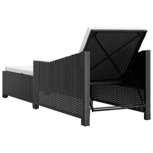 Liggestol med cremefarvet hynde polyrattan sort