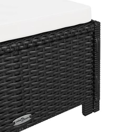 Liggestol med cremefarvet hynde polyrattan sort