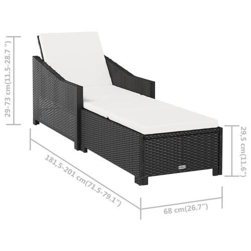 Liggestol med cremefarvet hynde polyrattan sort