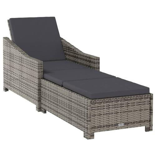 Liggestol med mørkegrå hynde polyrattan grå