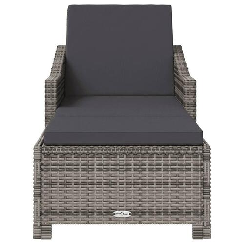Liggestol med mørkegrå hynde polyrattan grå