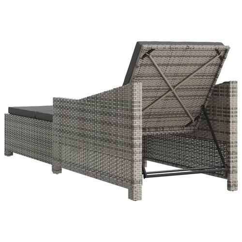 Liggestol med mørkegrå hynde polyrattan grå