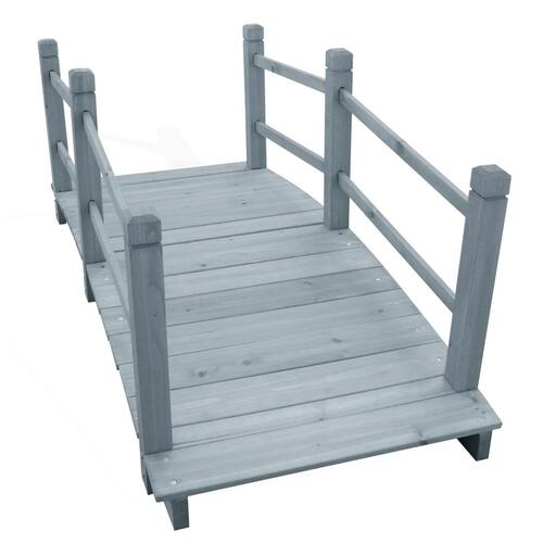 Gangbro til haven 140x60x56 cm massivt fyrretræ grå