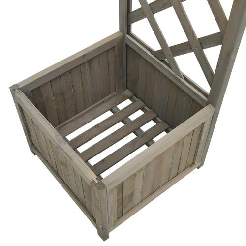 Havepergola med plantekasse massivt fyrretræ grå