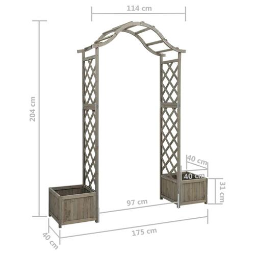 Havepergola med plantekasse massivt fyrretræ grå