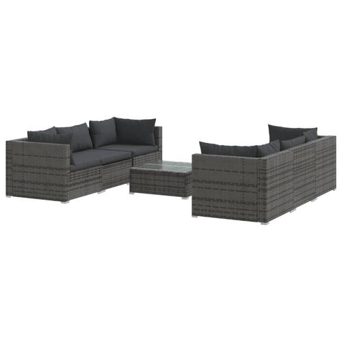 Loungesæt til haven 7 dele med hynder polyrattan grå