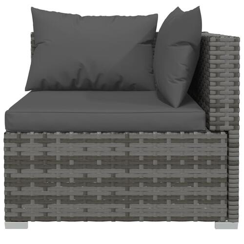 Loungesæt til haven 7 dele med hynder polyrattan grå