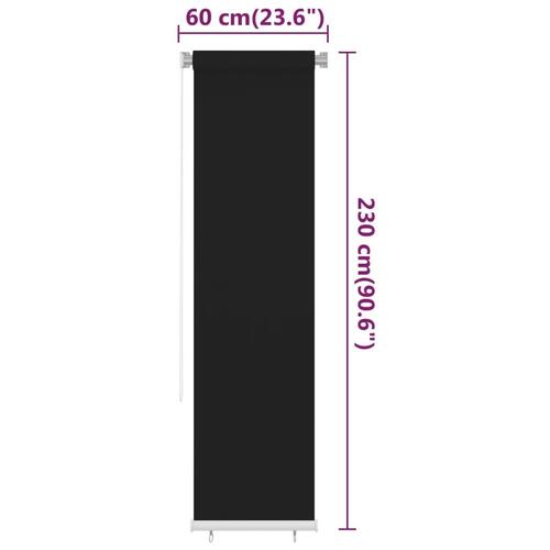 Udendørs rullegardin 60x230 cm HDPE sort