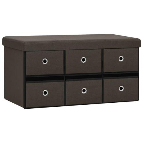 Foldbar opbevaringsbænk 76x38x38 cm kunstlærred mørkebrun
