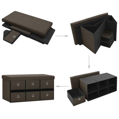 Foldbar opbevaringsbænk 76x38x38 cm kunstlærred mørkebrun
