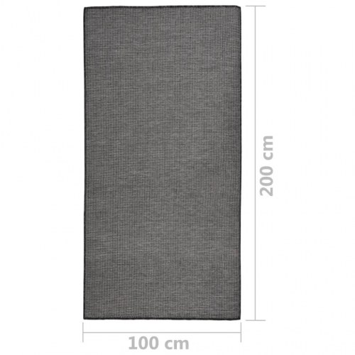 Fladvævet udendørstæppe 100 × 200 cm - grå