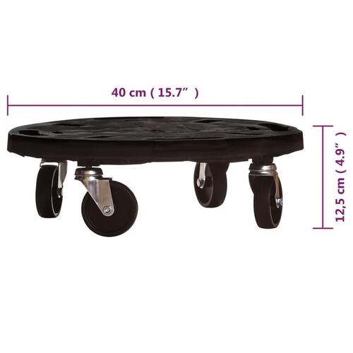 Plantevogn med hjul 40 cm i diameter 275 kg sort