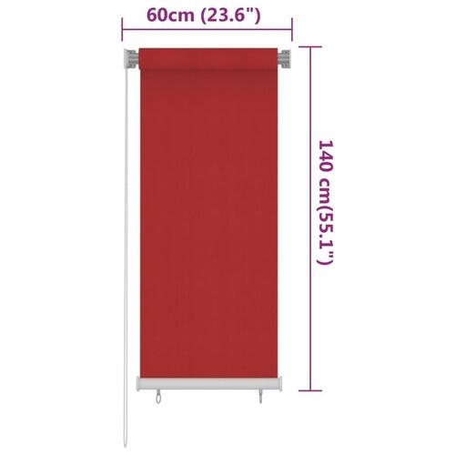 Udendørs rullegardin 60x140 cm HDPE rød