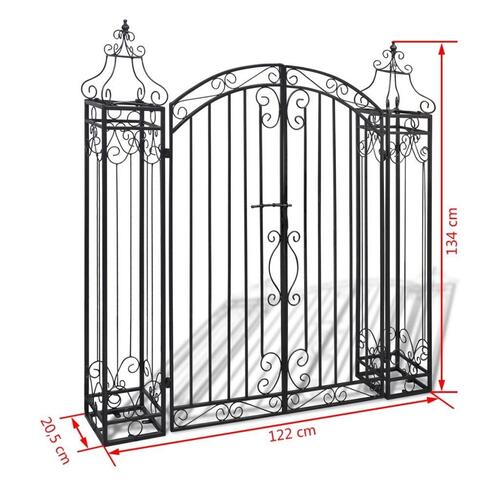 Dekorativ haveport smedejern 122 x 20,5 x 134 cm