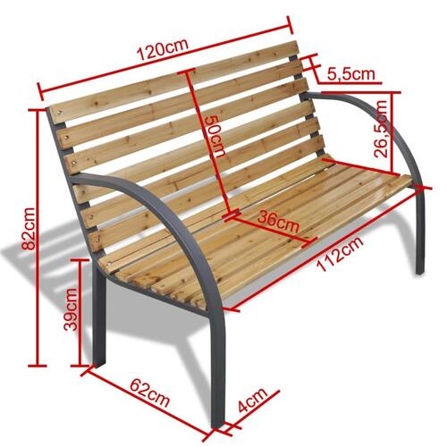 Havebænk 120 cm træ og jern