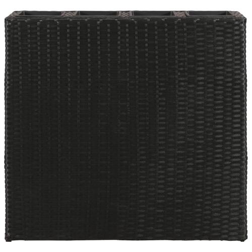 Plantekasse med 4 krukker polyrattan sort