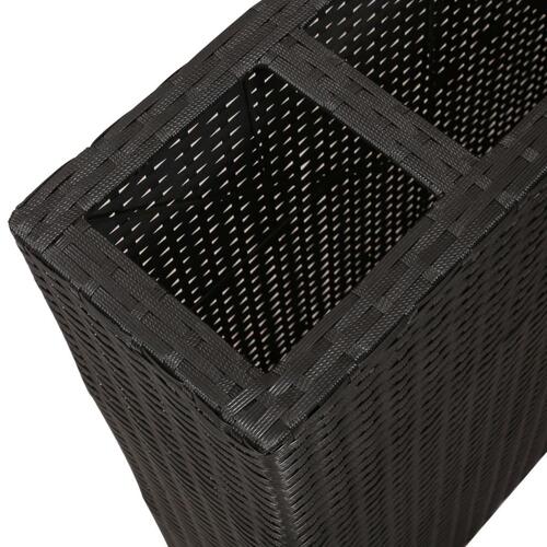 Plantekasse med 4 krukker polyrattan sort