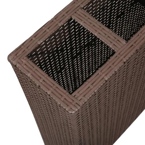Plantekasse med 4 krukker polyrattan brun