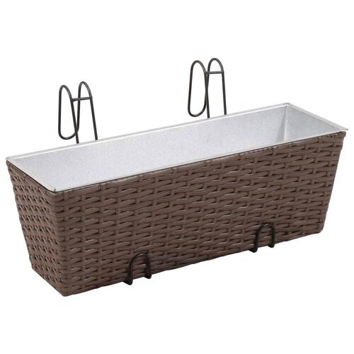 Flower boks til altan 2-Pack rattan / zink brun 50cm