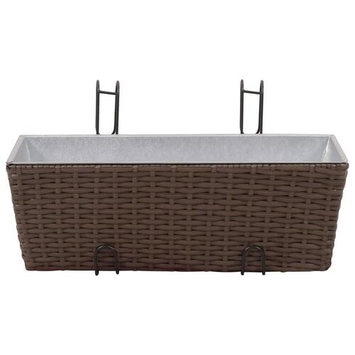Flower boks til altan 2-Pack rattan / zink brun 50cm