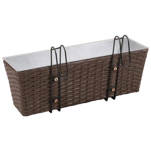 Flower boks til altan 2-Pack rattan / zink brun 50cm