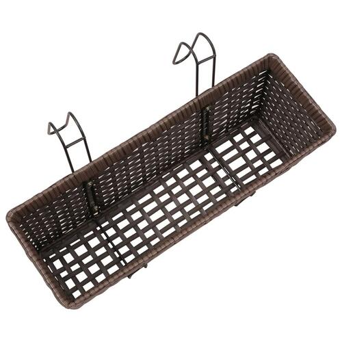 Flower boks til altan 2-Pack rattan / zink brun 50cm