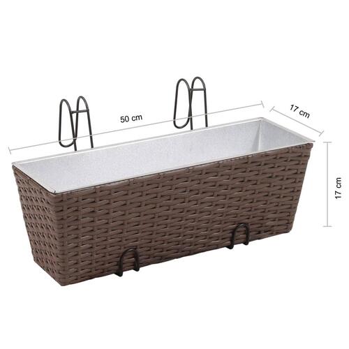 Flower boks til altan 2-Pack rattan / zink brun 50cm
