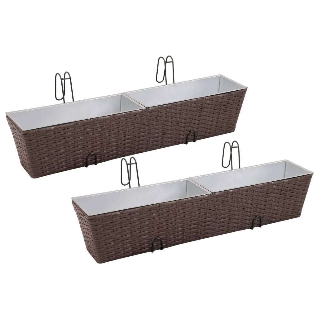 Flower boks til altan 2-Pack rattan / zink brun 80cm