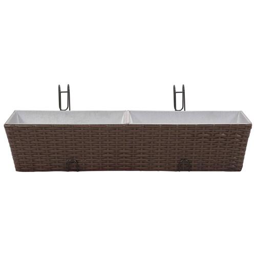 Flower boks til altan 2-Pack rattan / zink brun 80cm