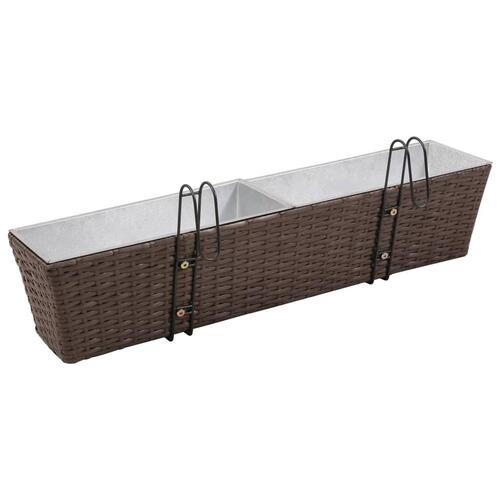 Flower boks til altan 2-Pack rattan / zink brun 80cm