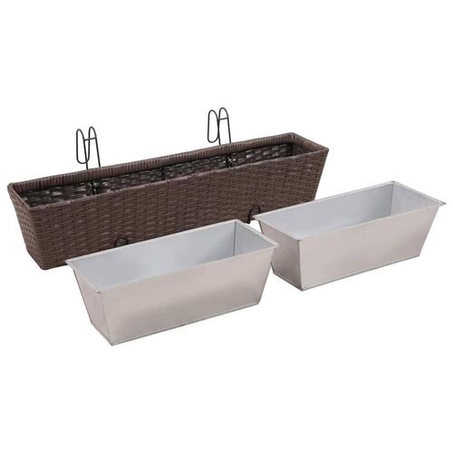 Flower boks til altan 2-Pack rattan / zink brun 80cm