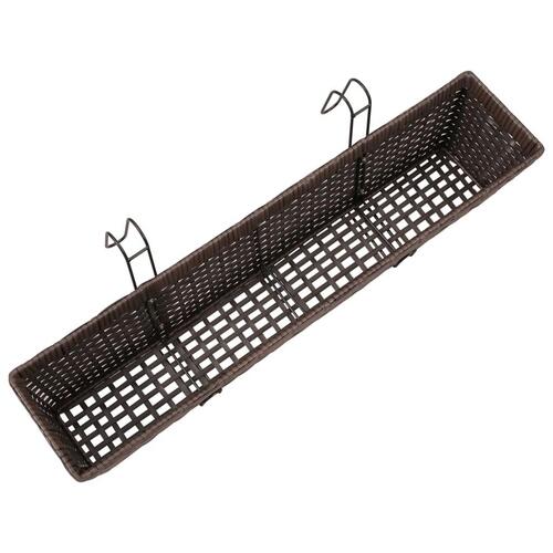 Flower boks til altan 2-Pack rattan / zink brun 80cm