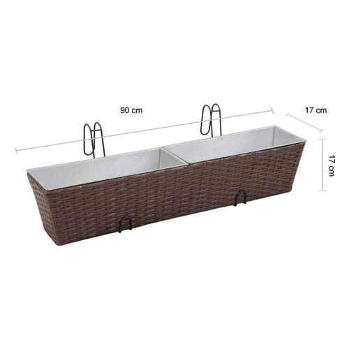Flower boks til altan 2-Pack rattan / zink brun 80cm