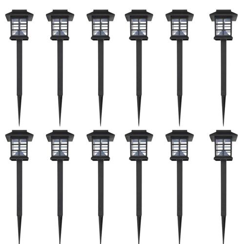 Soldrevet LED lampesæt med spyd 12 stk. 8,6 x 8,6 x 38 cm
